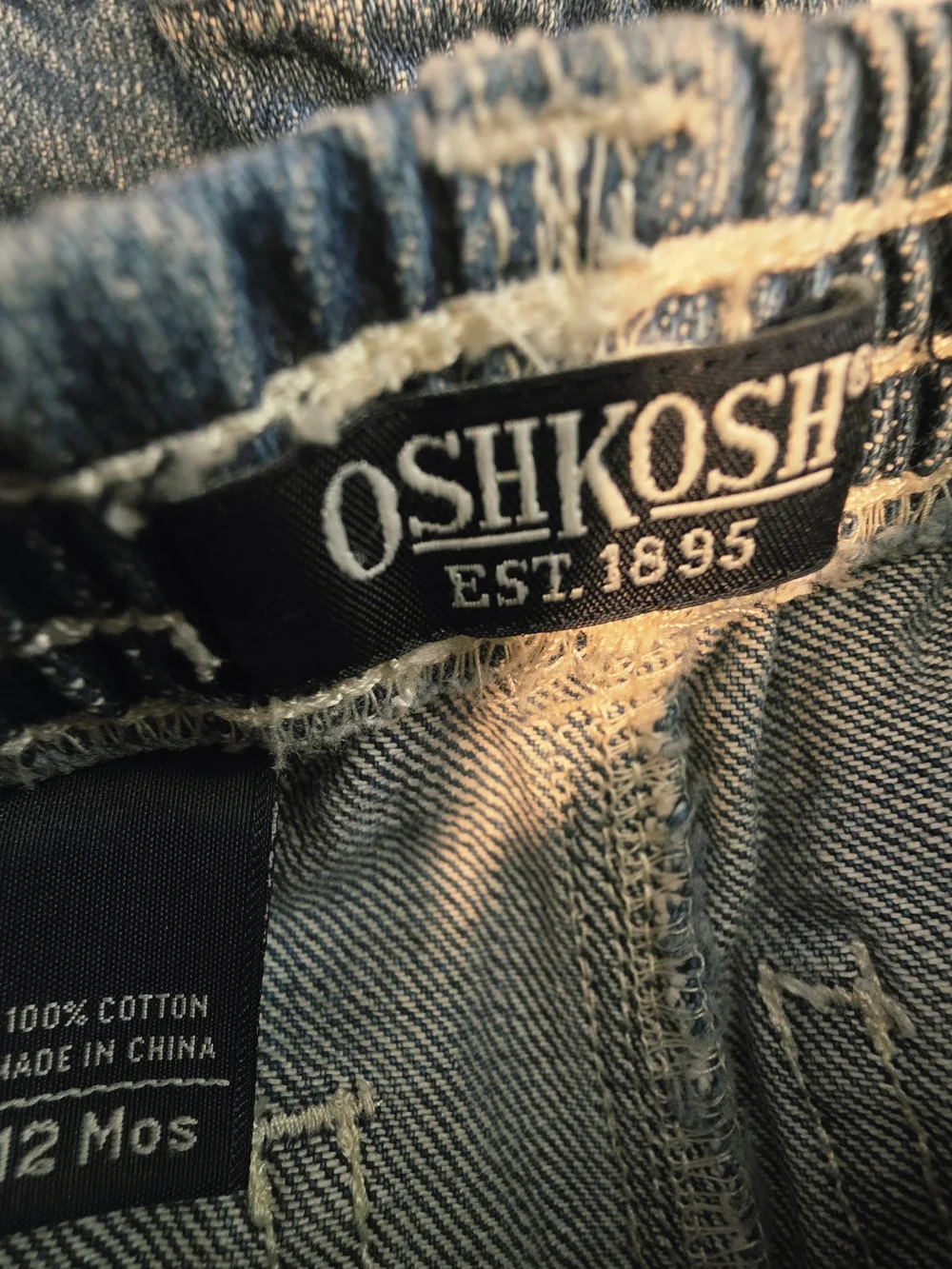 OshKosh B'gosh Blue Denim 100% Cotton Pull On Capri 12mos Strecth Garter Waist